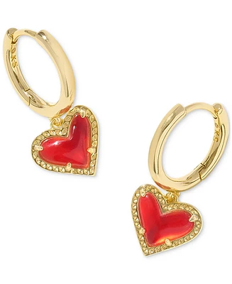 Kendra Scott Pave & Colored Heart Charm Huggie Hoop Earrings