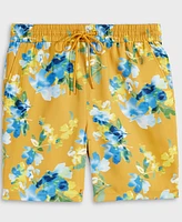 Mode of One Men's Blurred Floral Relaxed-Fit 6-1/2" Shiny Twill Shorts, Exclusively at Macy's