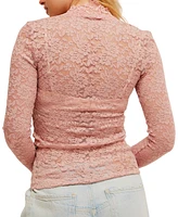 Free People Women's All Day Lace Long Sleeve Top