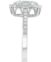 Effy Aquamarine (2 ct. t.w.) & Diamond (3/8 ct. t.w.) Halo Statement Ring in 14k White Gold