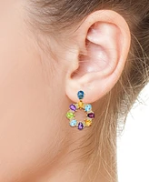 Effy Multi-Gemstone (13 ct. t.w.) & Diamond (3/8 ct. t.w.) Pear and Pave Door Knocker Drop Earrings