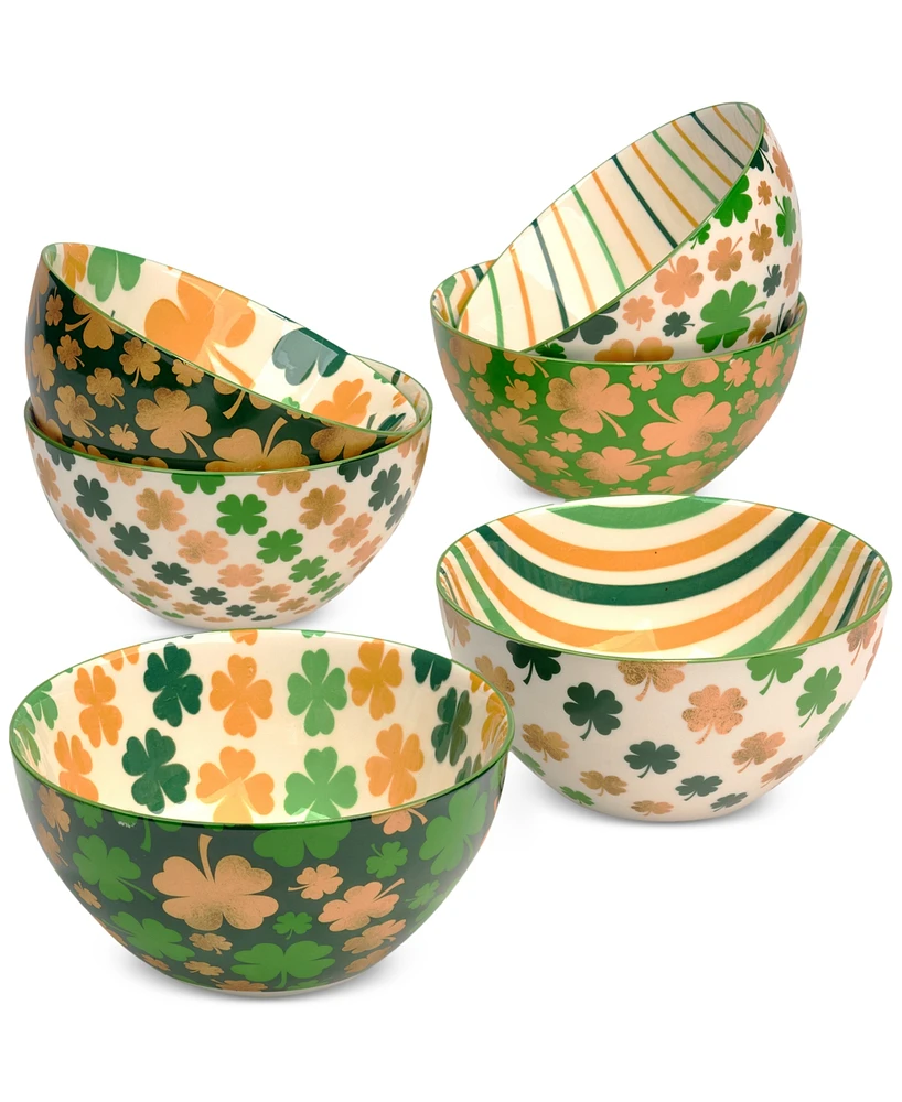 Certified International St. Patrick's Day Shamrock Bowls, Set of 6