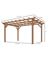 Outsunny 10' x 13' Outdoor Pergola, Wood Gazebo Grape Trellis,