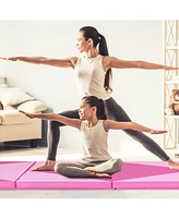 4-Panel Pu Leather Folding Exercise Gym Mat with Hook and Loop Fasteners