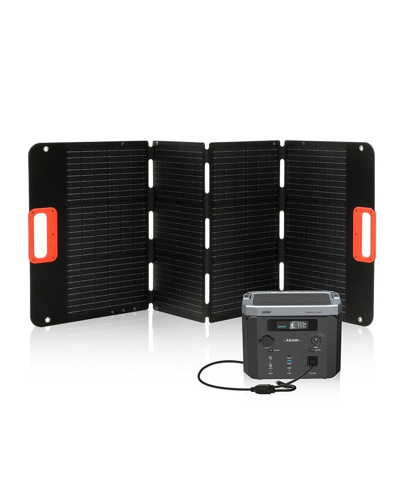 Mondawe Black Portable Power Station 296Wh 14.8V 20.0Ah)with 100W Solar Panels