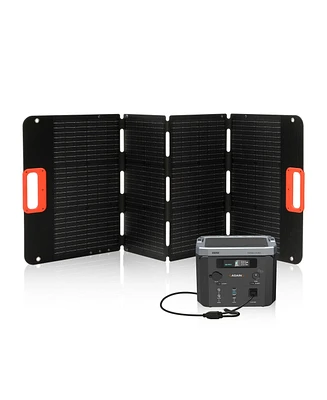 Mondawe Black Portable Power Station 296Wh 14.8V 20.0Ah）with 100W Solar Panels