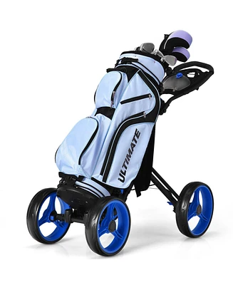 4 Wheels Golf Push Cart with Brake Scoreboard Adjustable Handle