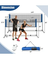 14 Feet Adjustable Badminton Net Stand with Portable Carry Bag
