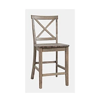 Jofran Eastern Tides Coastal Wire-Brushed Wood X-Back Counter Barstool (Set of 2)