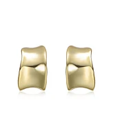 14K Gold Plated Waterfall Free Form Chunky C-Hoop Earrings