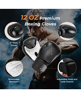 4-In-1 Hanging Punching Bag Set with Punching Gloves and Ceiling Hook