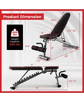 660 Lbs Strength Training Bench with 10 Back and 3 Seat for Full Body Workout