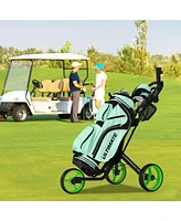 Folding 3 Wheels Golf Push Cart with Brake Scoreboard Adjustable Handle