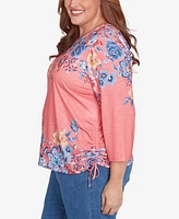 Alfred Dunner Plus Free Spirit Showstopping Crew Neck Floral Knit Top