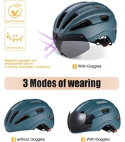 Batfox Bike Helmet for Adults Youth,w/Rechargeable Led Safety Rear Light,Eye Shield Goggles L(58-62CM)