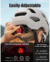 Batfox Bike Helmet for Adults and Youth with Rechargeable Led Safety Taillight and Eye Shield Goggles