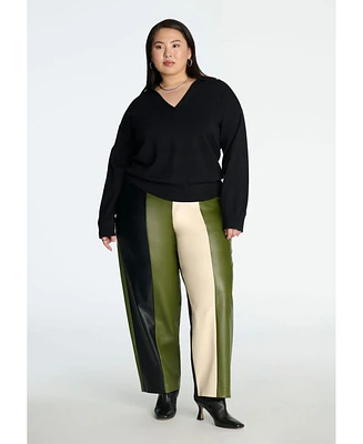 Eloquii Plus Colorblocked Faux Leather Pant