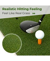 Artificial Turf Mat for Indoor and Outdoor Golf Practice Includes 2 Rubber Tees and 2 Alignment Sticks