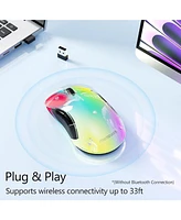 memzuoix 2.4G Led Wireless Mouse, Rechargeable Ergonomic Mouse with Detachable Cover, 1200 Dpi Portable Optical Computer Mouse with Usb Receiver for L