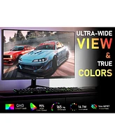 memzuoix 27-Inch Qhd Gaming Monitor 165Hz, Ips Pc Monitor with Rainbow Lights, 1ms, 99% sRGB, FreeSync G-Sync Compatible, Eye Care, Vesa Mountable, Hd