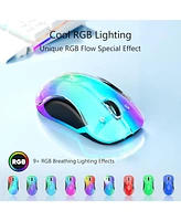 memzuoix 2.4G Wireless Mouse, Cordless Computer Mice Wireless Mouse for Laptop, Desktop, Pc, MacBook- 2 Pack (Led Rechargeable Wireless Mouse Ergonomi