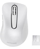memzuoix 2.4G Wireless Mouse,Ergonomic Mouse Pad with Wrist Support for Laptop, Pc, Desktop, MacBook(White Mouse + Pad)