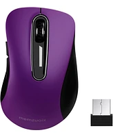 memzuoix 2.4G Wireless Mouse,Ergonomic Mouse Pad with Wrist Support for Laptop, Pc, Desktop, MacBook(Purple Mouse + Pad)