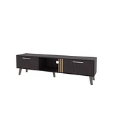 Fm Furniture Dragon Tv Stand with 2 Doors and Open Storage, Wengue