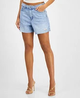 Guess Women's Relaxed Denim Cutoff Midi Shorts