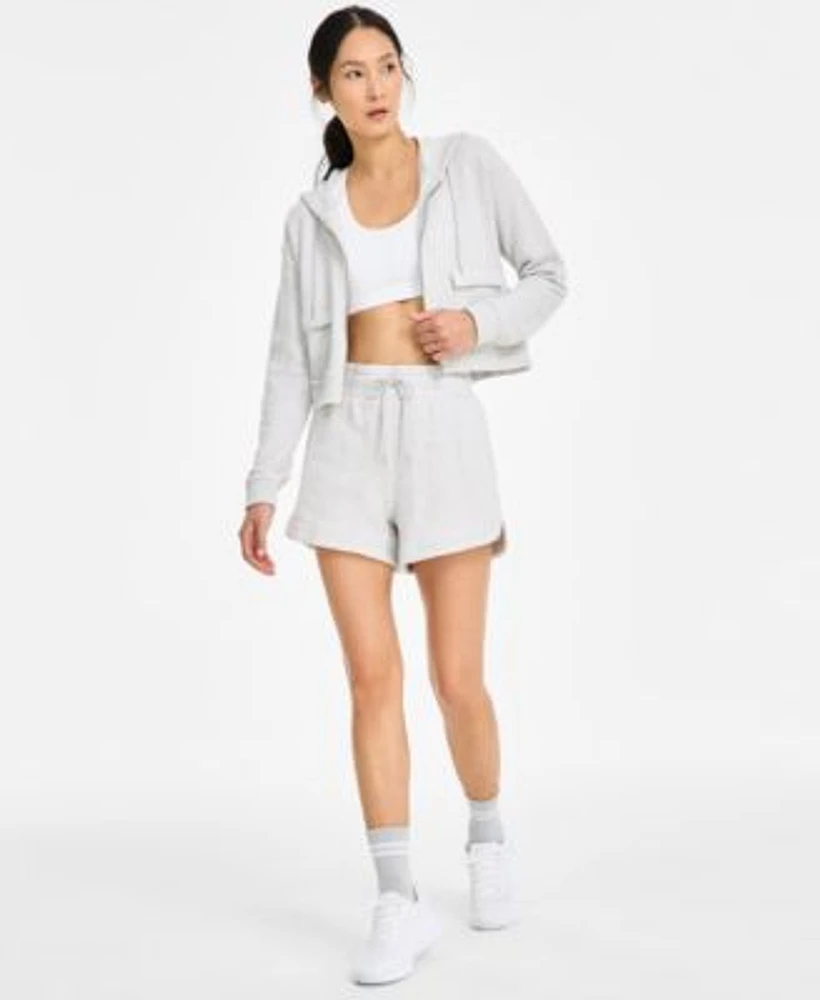 Id Ideology Womens Cropped Zip Hoodie Knit Shorts Exclusively At Macys
