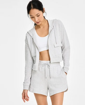 Id Ideology Women's Cropped Zippered Hoodie, Exclusively at Macy's