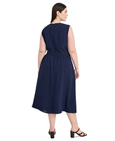 Maggy London Plus Belted Sleeveless Fit & Flare Dress