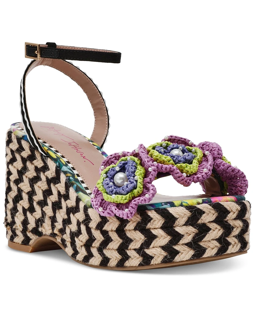 Betsey Johnson Women's Marabela Macrame Platform Wedge Sandals