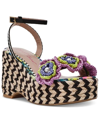 Betsey Johnson Women's Marabela Macrame Platform Wedge Sandals
