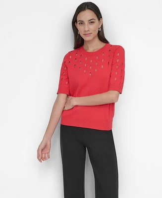 Dkny Women's Cutout Short-Sleeve Sweater