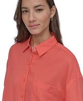 Dkny Jeans Women's Oversized Cropped Shirt - I7z