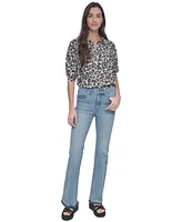 Dkny Jeans Women's High-Rise Released-Hem Flare - Kx7