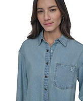 Dkny Jeans Women's Cropped Chambray Shirt - Kyj