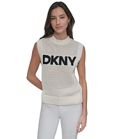 Dkny Jeans Women's Cotton Logo Sleeveless Sweater