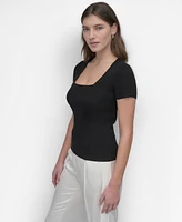 Dkny Women's Square-Neck Short-Sleeve Sweater