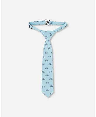 Deux par Boy Neck Tie Pale Blue With Bicycle - Toddler|Child