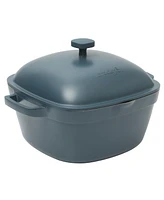 Crock-Pot Northvale Cast Aluminum Lightweight Durable 5.2 Quart Heavy Duty Dutch Oven Pot With Lid, Safe, Dual Handles - Matte Blue