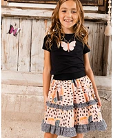 Deux par Toddler Girls Organic Cotton Top With Applique Black And Pink Butterfly - Toddler|Child