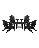 5-Piece Outdoor Patio Hdpe Adirondack Chair With Round Coffee Table Conversation Set