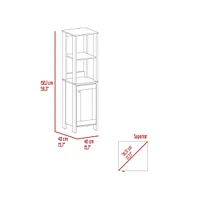 Depot E-shop New Haven Linen Single Door Cabinet, Two Interior Shelves, Two Open Shelves