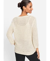 Olsen Lattice Open Knit Pullover