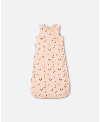 Deux par Baby Girls Printed Muslin Sleep Sack Peach With Pears - Infant|Toddler