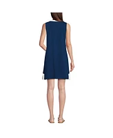 Lands' End Women's Tall Cotton Jersey Notch Neck Dress