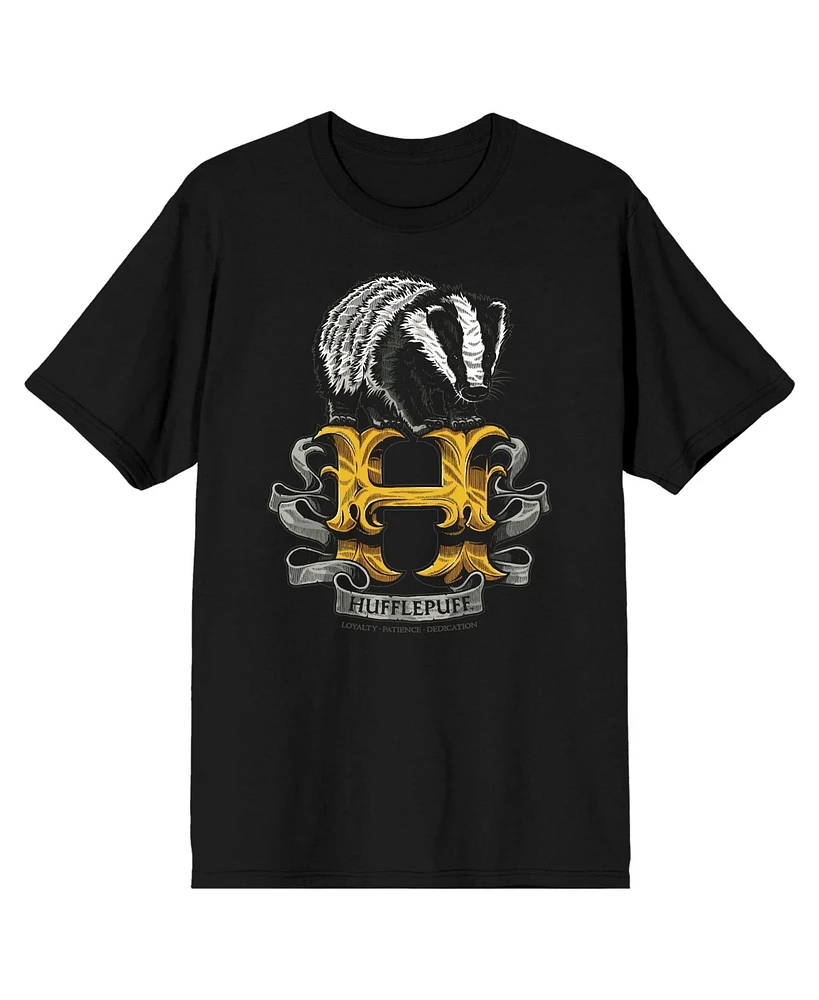 Harry Potter Hufflepuff Badger Men's Black T-shirt-3XL