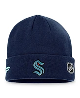 Fanatics Men's Deep Sea Blue Seattle Kraken Game Train Cuffed Knit Hat